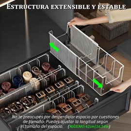 Organizador De Cinturón De Acrílico, Caja para Cinturones con 4 Compartimentos Escalable, Soporte De Exhibición para Cinturones Transparente, para Guardar Corbatas, Accesorios Y Cosméticos
