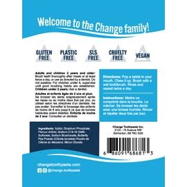 Change Toothpaste Tablets – Bubblegum | 65 Natural Toothpaste Tabs for Kids and Adults | Fluoride Free and Eco Friendly | Travel Size, 1 Month Supply