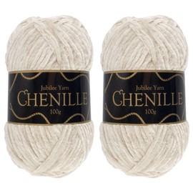 JubileeYarn Chenille Yarn - Worsted Weight - 100g/skein (2 Skeins, 101 Opal)