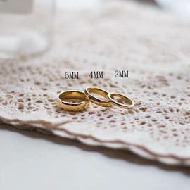 14K Thumb Rings for Women,Gold Plated Stackable Rings 2mm /3mm/4mm/6mm Tungsten Thin Gold Band Simple Couple Wedding Rings Set for Him and Her, Metal