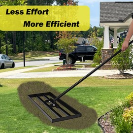 Eagwon 30"x10" Lawn Leveling Rake - High Carbon Steel Yard Leveler with Adjustable Long Handle | Multi-Surface Leveling Tool for Soil, Grass, Golf Course, Garden & Farm Care