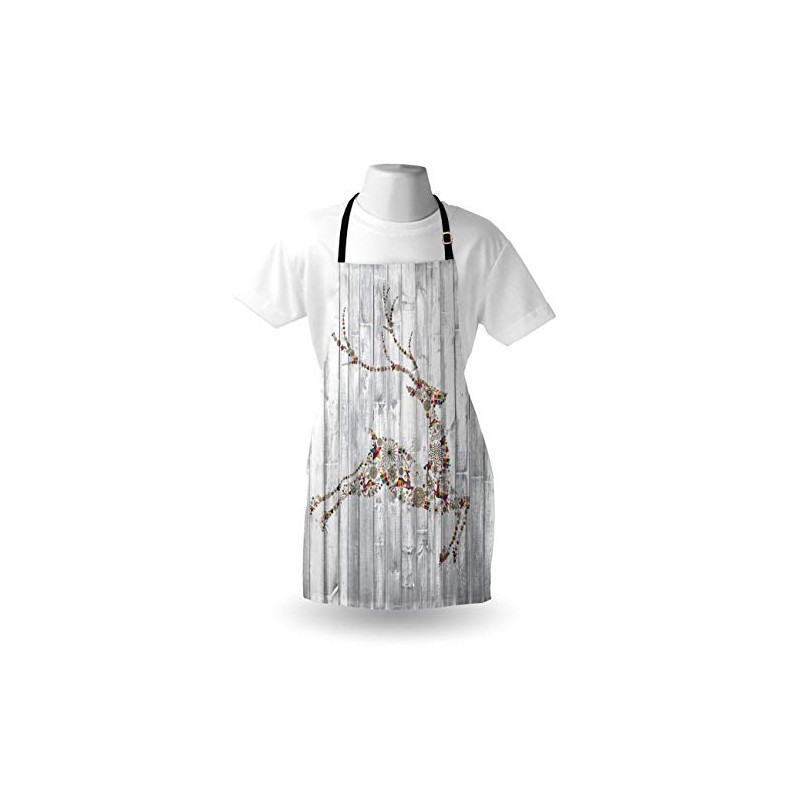 ABAKUHAUS Deer Apron, Xmas Animal Rustic, Unisex Kitchen Bib Apron