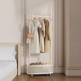 Ergocar Coat Stand. A jacket hat rack with a basket, multi -functional design. It can move stable at 360 °, suitable for placing in bed, living room and porch.