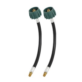 Flame King E12INPT-X2 2-Pack 12-inch Pigtail Hose Connectors, 1/4" Male Inverted Flare for RV, Van, or Trailer, Propane Tank 2-Stage Auto Changeover Regulators, Black/Green