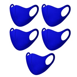 HD Novelty Pack of 5 Face Mask Washable Reusable Dustproof Cloth Mouth Cover Covering For Women Outdoors Indoors Cycling (5, Royal Blue)