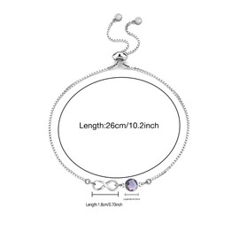 Yumioxa 12 Months Birthday Stones Tennis Bracelets Adjustable Bracelets Jewelry for Women Unique Birthday Color Crystal Bracelets for Her (February(Infinity))