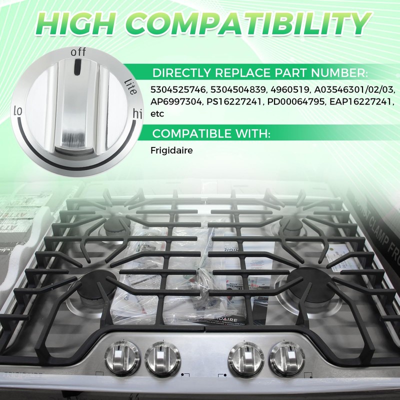 MOOTVGOO 5 Pack 5304525746 Gas Cooktop Knobs, Surface Burner Control