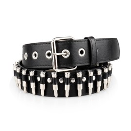 RUILAIBO Bullet Studded Belt Punk Rock Gothic Grunge Stylish with Metal Buckle Artificial Bullet (S for 30-35'')