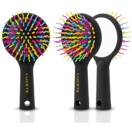 LUCETE Rainbow Volume S Brush(medium)-Detangling Hairbrush with A Mirror-Travel size