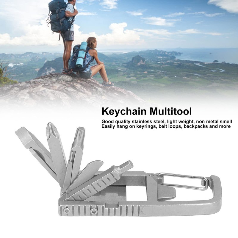 Multi Tools Key Ring, 12-in-1 Stainless Steel Multiple Screwdriver Bit,