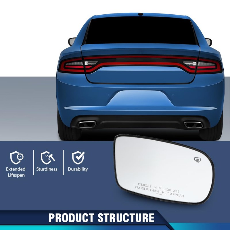 PIT66 Mirror Glass Passenger Side Compatible with Chrysler 200 300