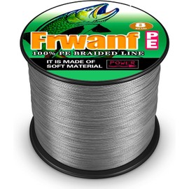 Frwanf 8 Braided PE Line for Fishing, Freshwater Fishing, Saltwater Fishing, Casting, Surf Fishing, Boat Fishing, 1000M No. 4, Gray