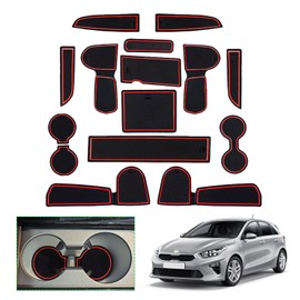 GAFAT Ki-a Ceed SW GT Proceed GT/XCeed GT 2018-2024 2025 Non-Slip Mats, Centre Console Armrest Rubber Mats, Compatible with Kia Ceed XCeed Accessories (Red)