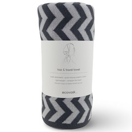 Ecovask Travel Towel & Hair Wrap - Organic Cotton, Original / Graphite Lunar Chevron