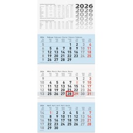 BRUNNEN 3-Month Calendar 2026, Blue, 320 x 740 mm