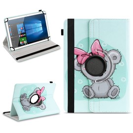 NAUC Robust universal case 10 10.1 10.2 10.3 10.4 10.5 10.6 10.8 11 inch tablet protective case faux leather case stand extra 360° rotatable, colours: motif 14