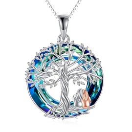 TOUPOP Schwester Kette für 2 Freundshaft Kette 925 Sterling Silber Lebensbaum Schmuck Schwester Geschenk für Damen Beste Freundin Mama Geburtstag Weihnacht Abschluss Geschenk