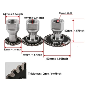 YDROWN 30/40/50mm Mini Engraving Diamond Saw Blade with RemovabIe Flange 5/8-11 Cutting Disc Carving Concrete Granite Sandstone (30-40-50 MM)