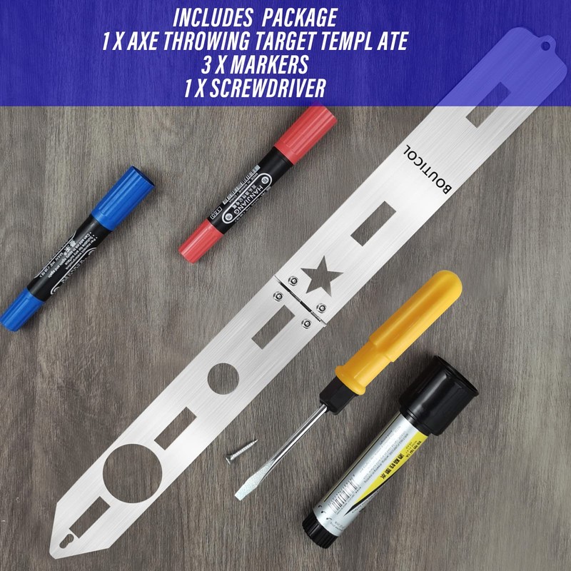BOUTICOL Upgraded Throwing Axe Target Template Stencil, Template, Durable Stainless