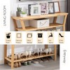 Nnewvante Bamboo Console Table Behind Couch, Entryway Table with Shelves,