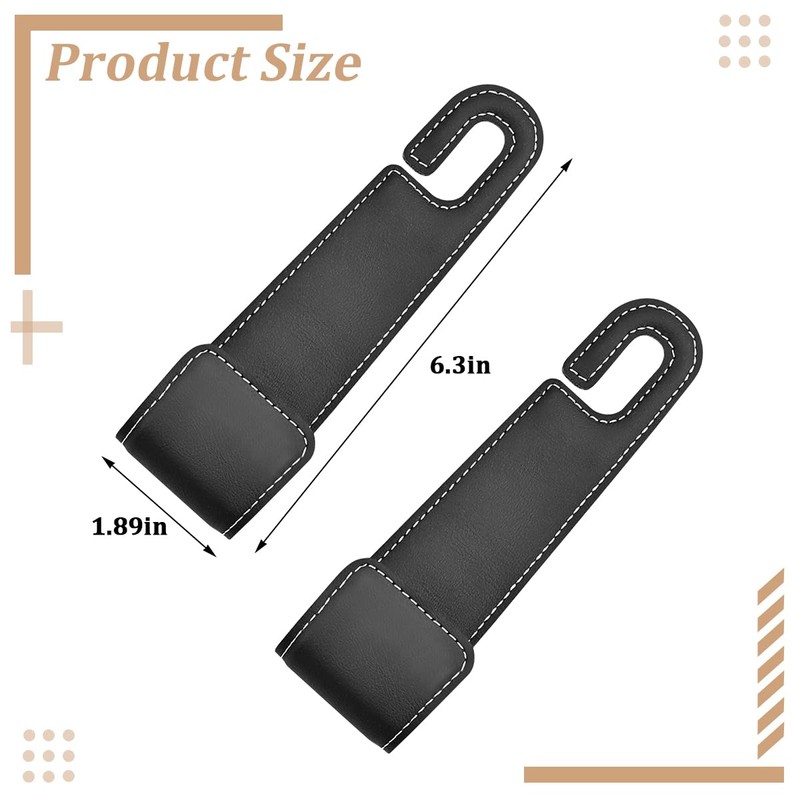 2PCS Car Seat Headrest Hook, Multifunctional Leather Seat Back Purse
