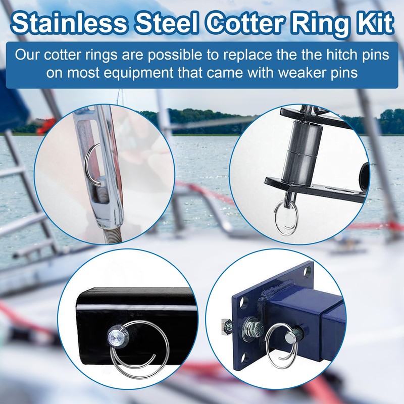 Dunkive 66 Pcs 5 Sizes Stainless Steel Cotter Ring Kit,