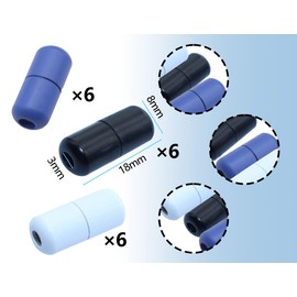 ZoeTekway Pack of 18 Metal Capsules for Shoelaces, Lazy Without Tying Laces, Quick Release Closure, Elastic Capsule Clasp Buckles, for Trainers, Leisure Shoes, Accessory (Black, White, Blue), Black,