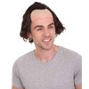 HalloweenPartyOnline Men's Half-bald head Sadistic Supervillain Wig | Dark Brown