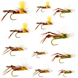 12 Parachute Hopper Dry Flies for Trout Fly Fishing Flies Lure Assortment