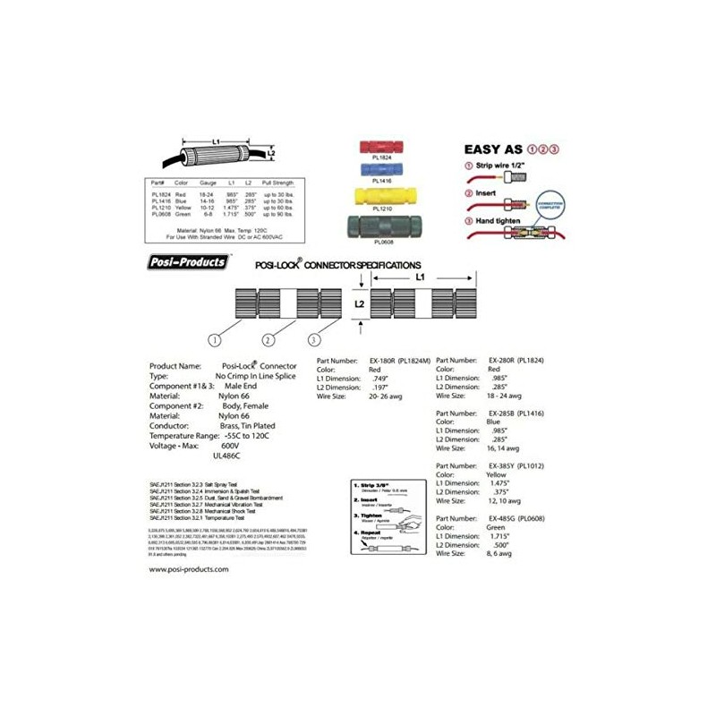 For Posi-Lock Splice connector PL0608 6-8 GA GREEN 5 pack