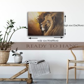 Framed Jesus and Lion Canvas Wall Art Decor Picture of Christians God Judas Inspiring Prints Painting Artwork for Living Room Bedroom Church Office Ready to Hang24*36 inches
