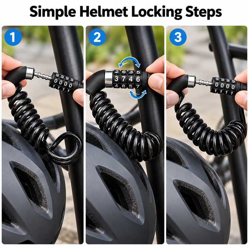 Mini Combination Cable Lock for Bike Helmets – Portable Steel