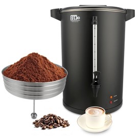 115-Cup 20L Commercial Coffee Urn, Festa Essential 1500W Double Wall Large Percolate Coffee Maker Stainless Steel Hot Water Urn Dispenser with Double Dripless Faucet, Quick-Brewing for Catering, Black