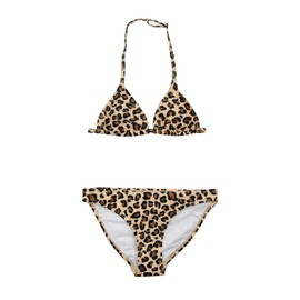 JUJA - Girls' Bikini - Recycled PET Tops & Panties in Many Sizes & Designs - Stylish Protection from UV Rays for Boys Girls on the Beach and Pool, Leopard brown