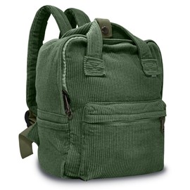 BOZIEE Canvas/Cord Backpack Women's City Backpack Daypack Girls Backpack Handbag Teenager School Backpack for School, Travel, Work Unisex, Green