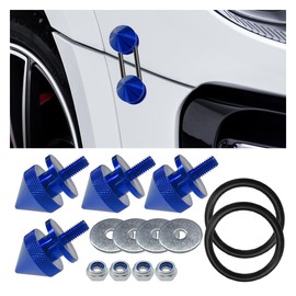 14 Pieces Bumper Quick Release Kit, Front Rear Bumper Fenders Holder, Car Trunk Bumper Release Clips Fastener Kit with Aluminum Fasteners, Washers, Nuts, O-Ring (Blue)