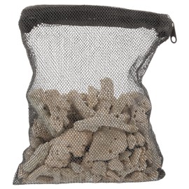 VICASKY Aquarium Crushed Coral Filter Media, Coral Stones with mesh Bag for Filter, Pond and Fish Tank 1.1lb/500g Media Coralline ph Stone Irregular Porous Betta Hole