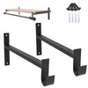 AddGrace Shelf Brackets with Hook, Black Shelf Brackets 8inch, 2pcs