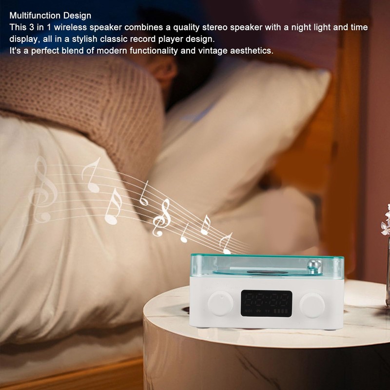 Annadue Turntable Style Speaker, Small 3-in-1 Multifunctional Stereo Speaker with