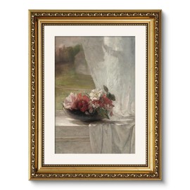 ARPEOTCY Vintage Gold Framed Wall Art, Nature Flower Scenery Retro Paintings, Canvas Prints Artwork with Antique Frame, Victorian Wall Pictures Decor for Living Room Gallery Room, 11x14 inch