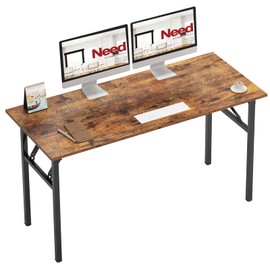 Need Office Computer Desk - 54.3L Sturdy and Heavy Duty Folding Laptop Table,Writing Table/Home Office Desk/Sewing Table,No Assembly Required (Rertro Color) AC5FB138