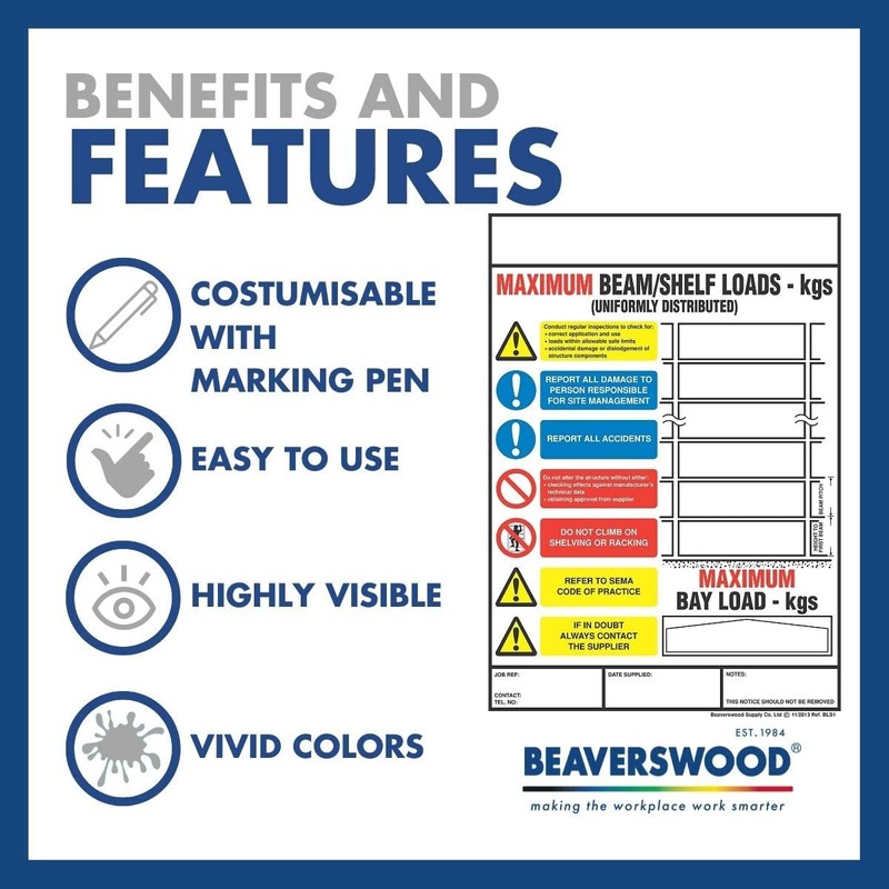 Pallet Racking Weight Load Notice Sign, 356mm high x 254mm
