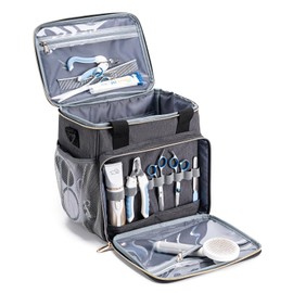 BABEYER Pet Grooming Bag, Dog Grooming Supplies Organizer Tote Bag, Perfect for Pet Grooming Tool Kit Accessories-Dark Gray