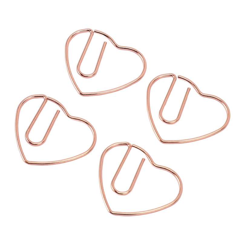 100Pcs Heart Shaped Paper Clips Iron Decorative Paperclips Set with