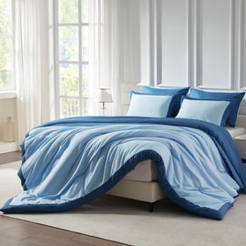 GROOSE Queen Comforter Set,Two Color Blocked Queen Size Comforter Sets Suitable for All Seasons，3pcs Warm Bedding Comforter Sets，1 Comforter (88"x88") and 2 Pillow Shams (20"x26")