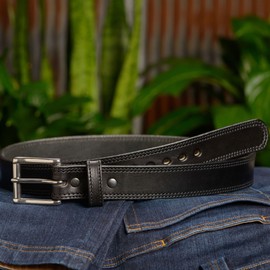 Bullhide Belts Mens Leather Belt for Casual, Dress, 1.50" Wide, Black, 36 Inches