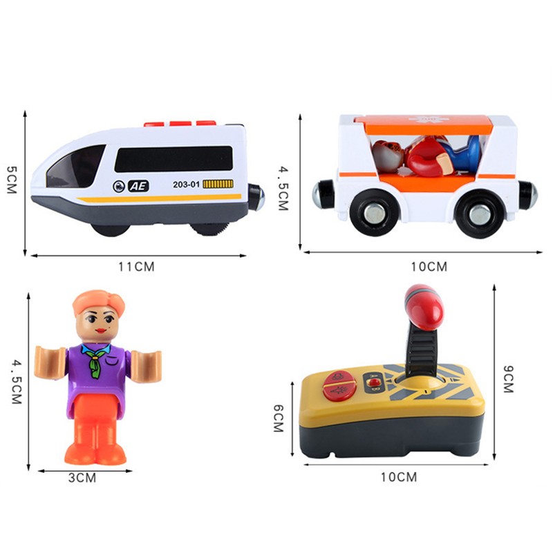Remote Control Electric Train Toy Compatible with Wooden Track Car
