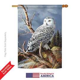 Breeze Decor H105051-BO Superior Vantage Owl Garden Friends Birds Decorative Vertical House Flag, 28"x 40", Multi-Color