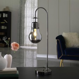 TREATLIFE HOME Elegant Black Metal Table Lamp for Cozy Ambiance, Restorative Glass Shade, 29-inch Height for Living Room or Bedroom