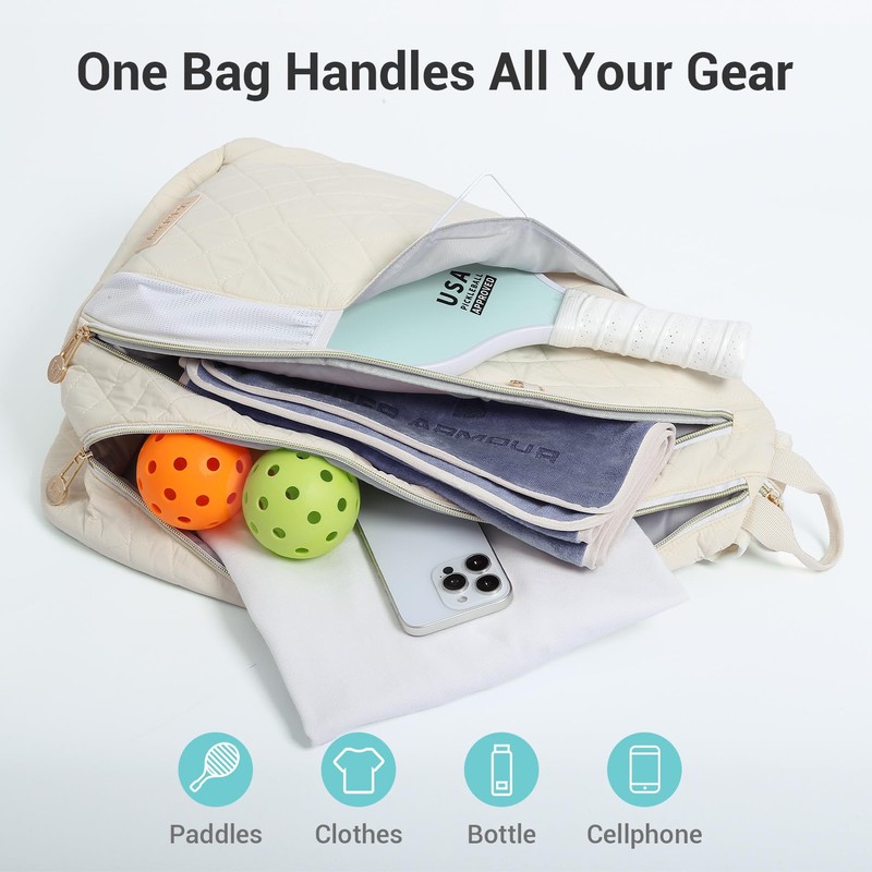 VELADAY Pickleball Bag for Women Chic Quilted Sling Bag, Fits